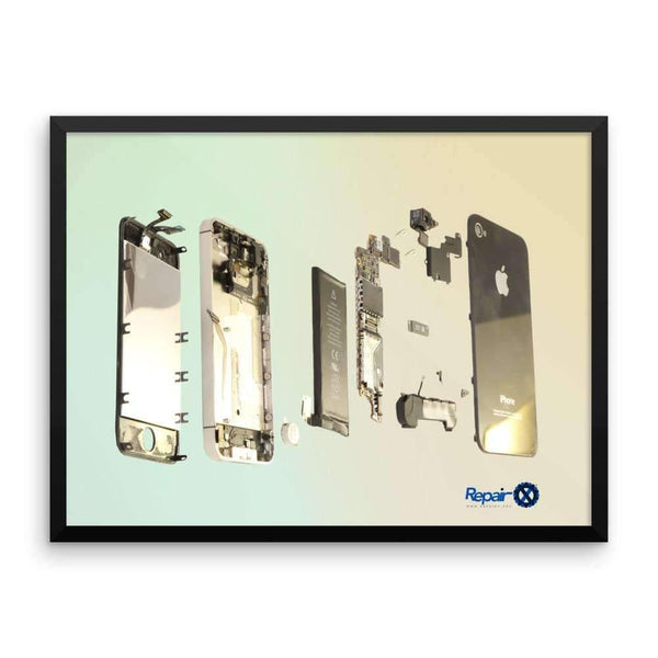 Framed Poster: Exploded view of iPhone 4S - Repair X